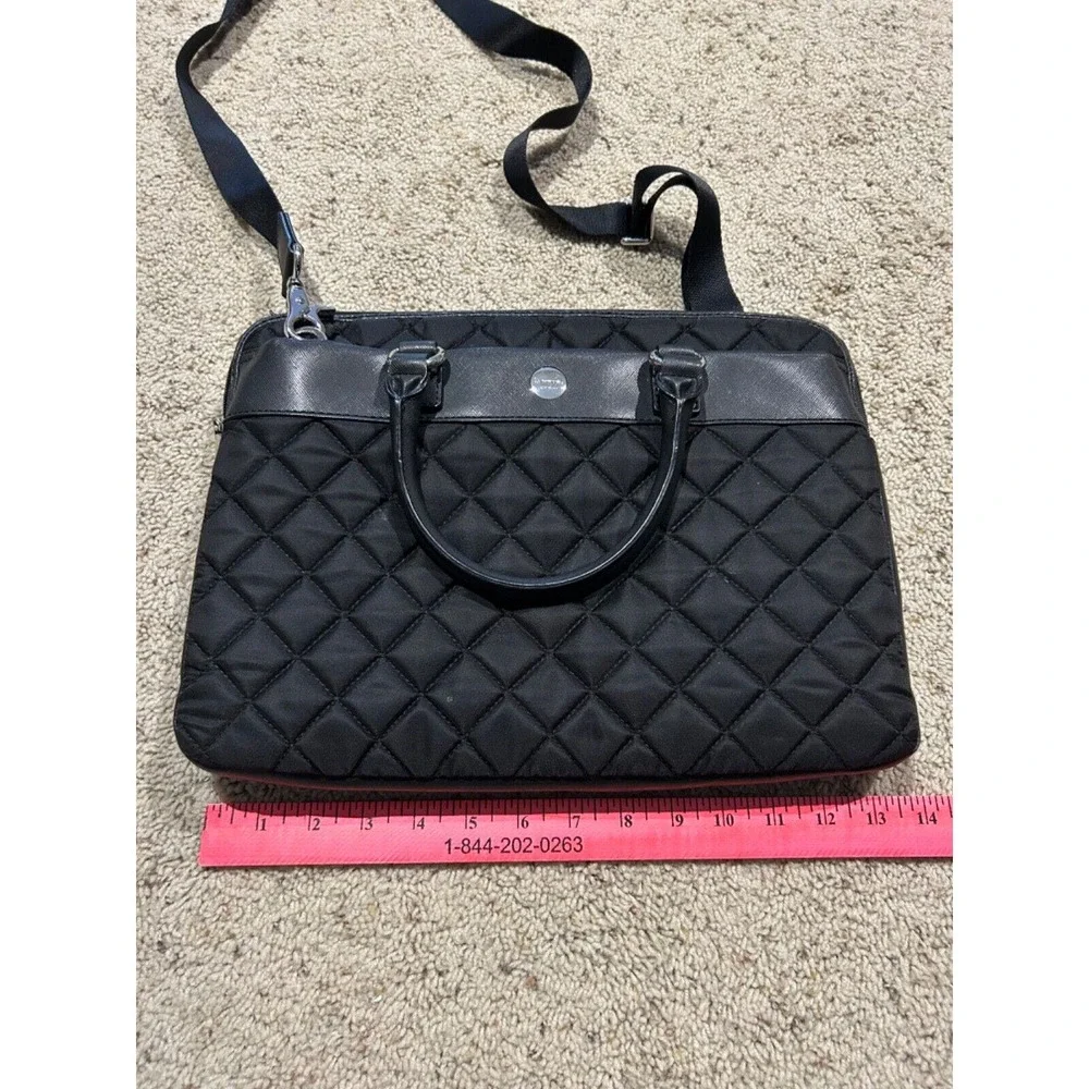KNOMO AVIGNON 13” Black Quilted LAPTOP BRIEF Bag Travel Work Career NICE B23